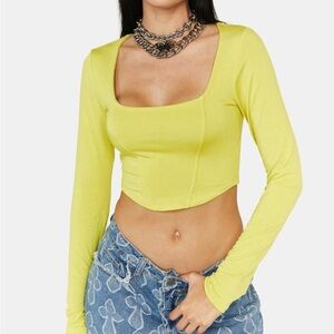 Dolls Kill Green and Yellow Fitted Bodysuit